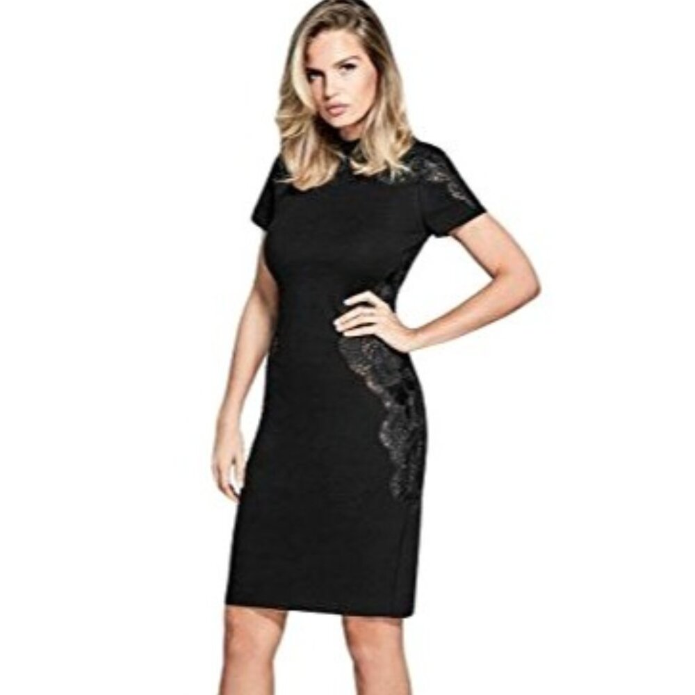 Guess by Marciano Black Lace Hamor Dress M Sheath LBD